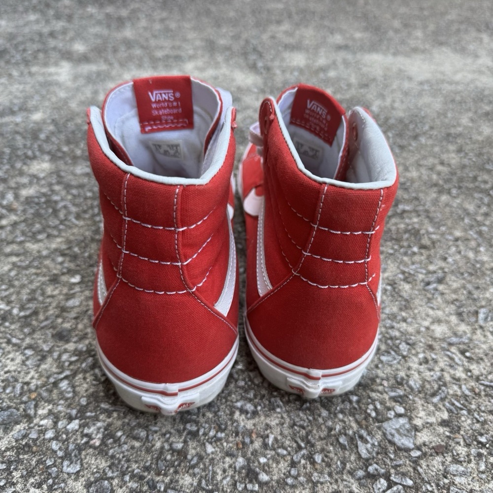 Vans Sk8-Hi Racing Red Men's 9‎ Women's 10.5 Sneaker Skater Canvas Hi-Top Shoes - Picture 5 of 10